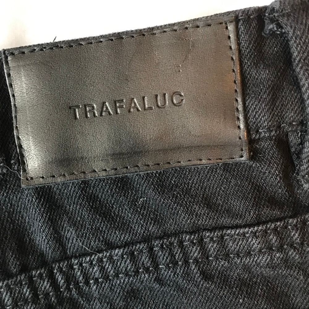 Trafaluc Rip Hem High Waisted Black Denim Skirt - Picture 8 of 8